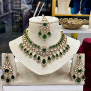 Shipra Moissianite Necklace With Earrings and Mangtika