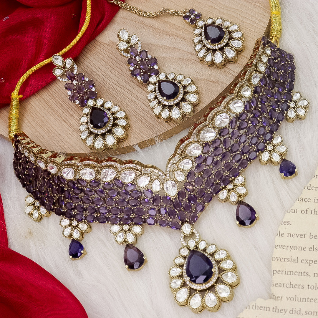 Stacy Moissianite Necklace - Purple
