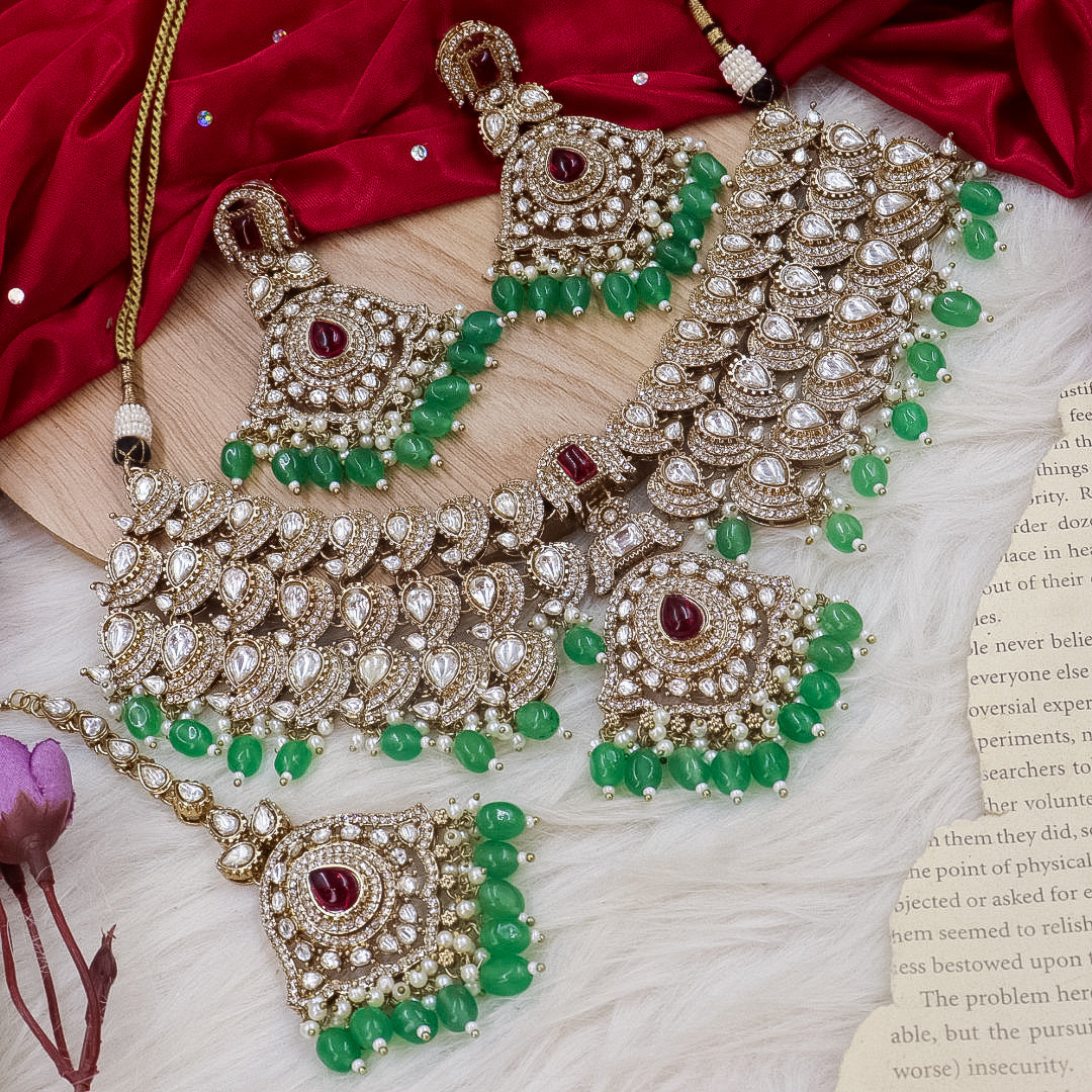 Jiva Polki Choker Set-Mint