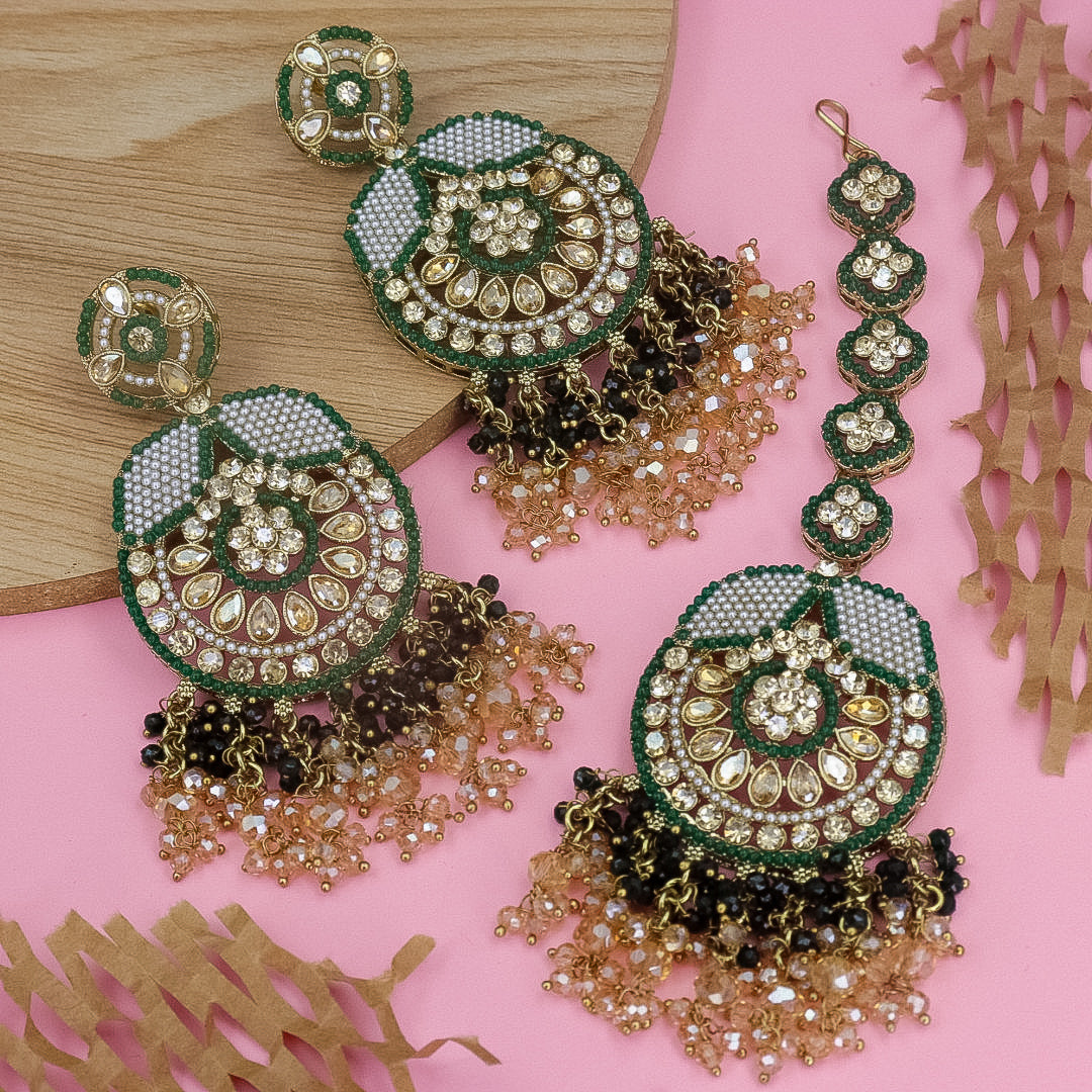 Uzma Pakistani Earrings And Mangtika