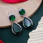 Load image into Gallery viewer, Emerald Uncut Stone Moissante Earrings