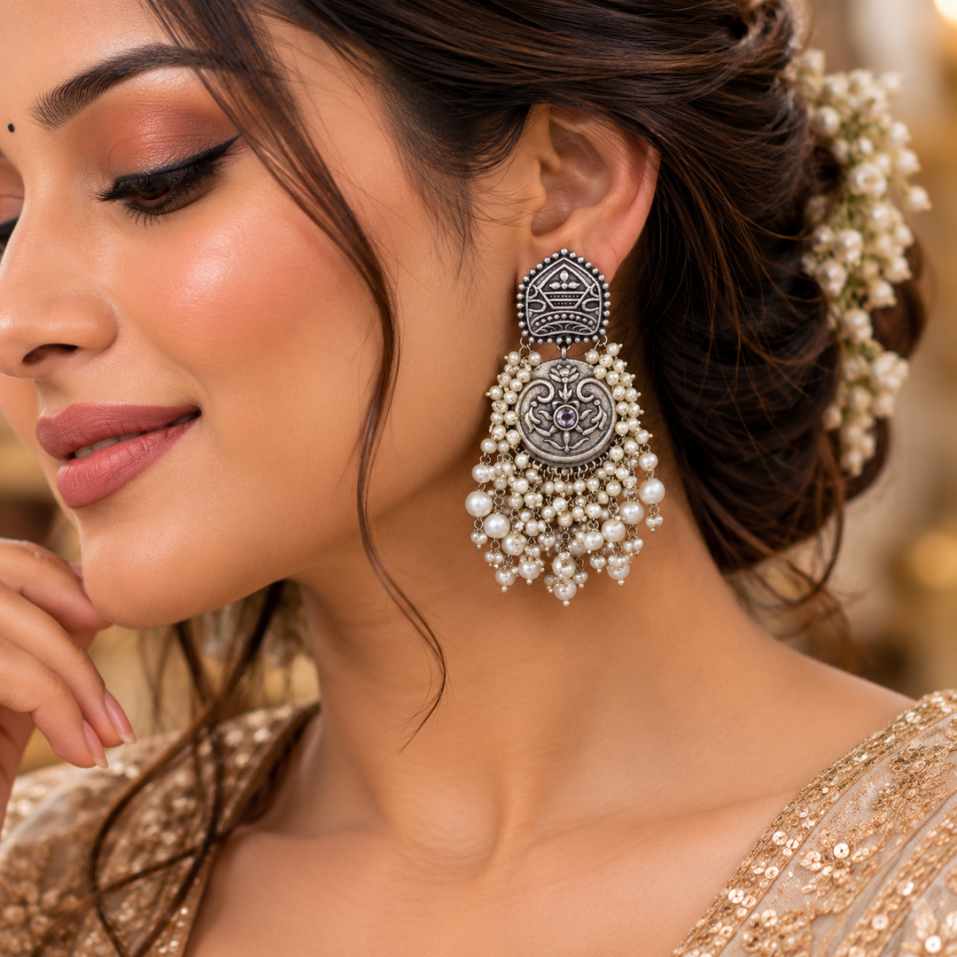 Uneza  Moti  Brass Earrings