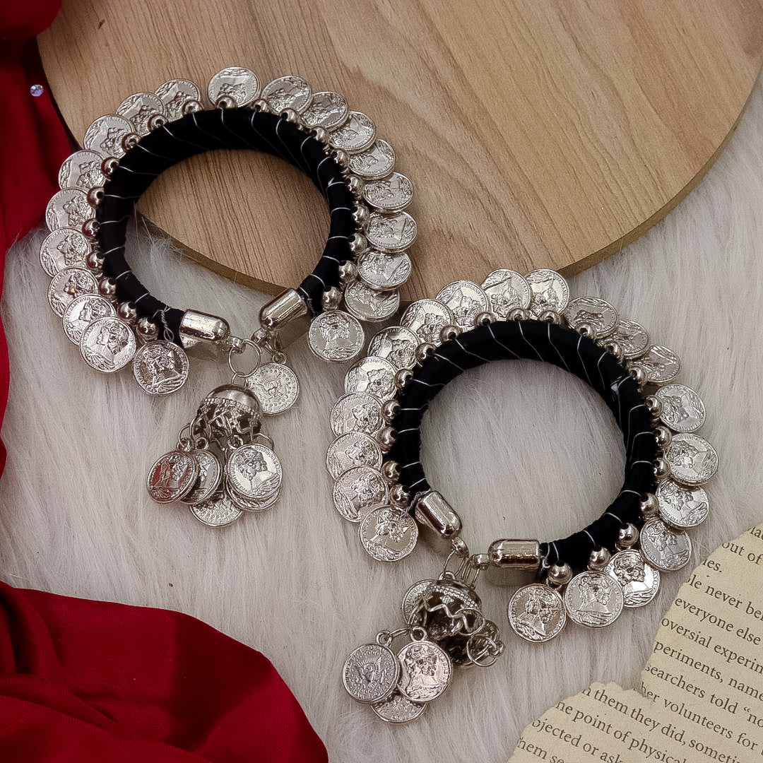 Coin Oxidise Kada- Black - Pair
