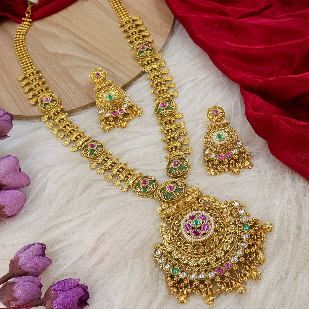 Hema Rajkot Style Long Rajwadi Chandanhaar Set