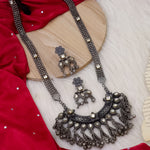 Load image into Gallery viewer, Swara Long Black Polish German Silver Necklace