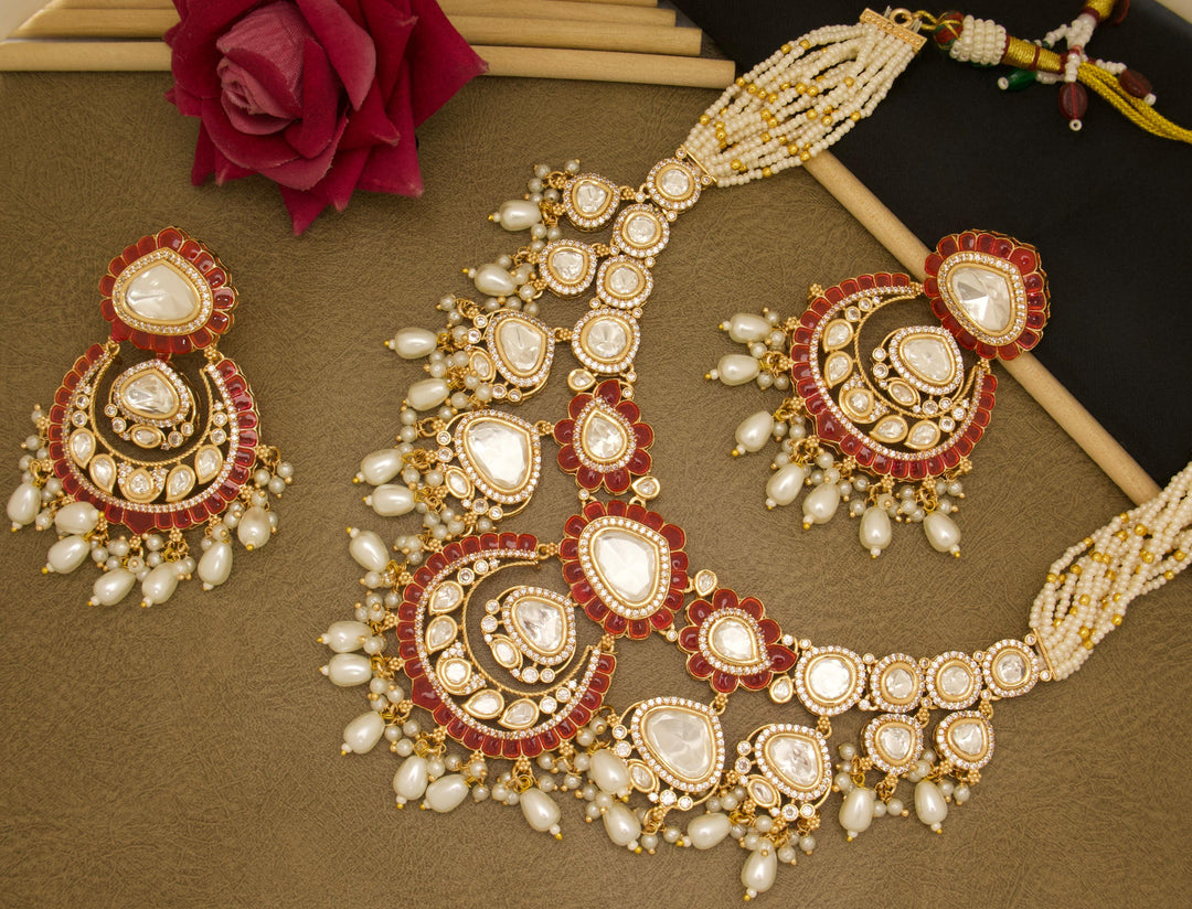 Priti Moissianite Necklace - Red