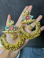 Load image into Gallery viewer, Premium Brass Chandbali With Ghungroo
