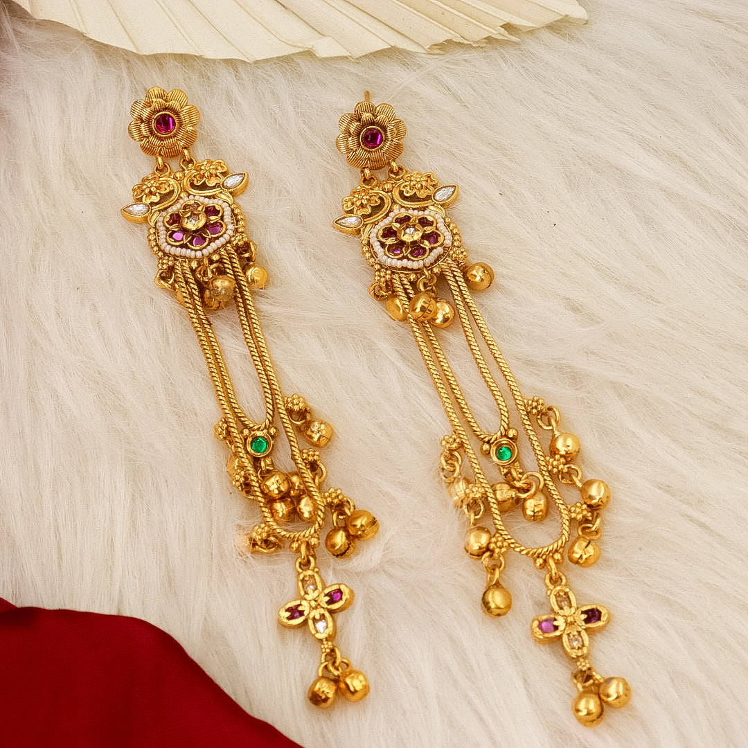Tunita Kashmiri Brass Earrings With Ghungroo Latakan