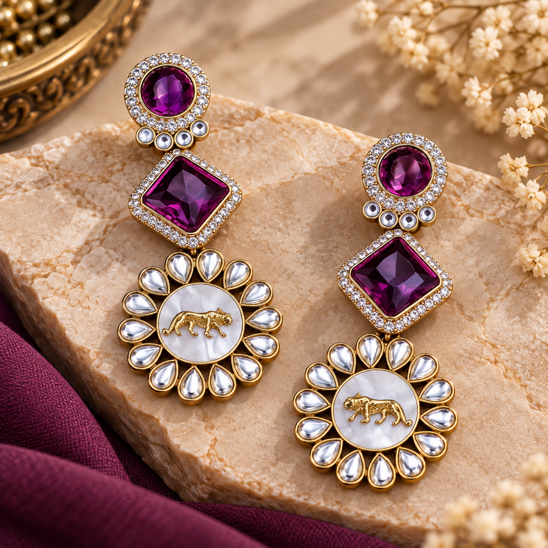 Johnna Sabya Designer Earrings - Purple