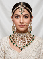 Load image into Gallery viewer, Sufi Semi Bridal Kundan Choker - Dark Green