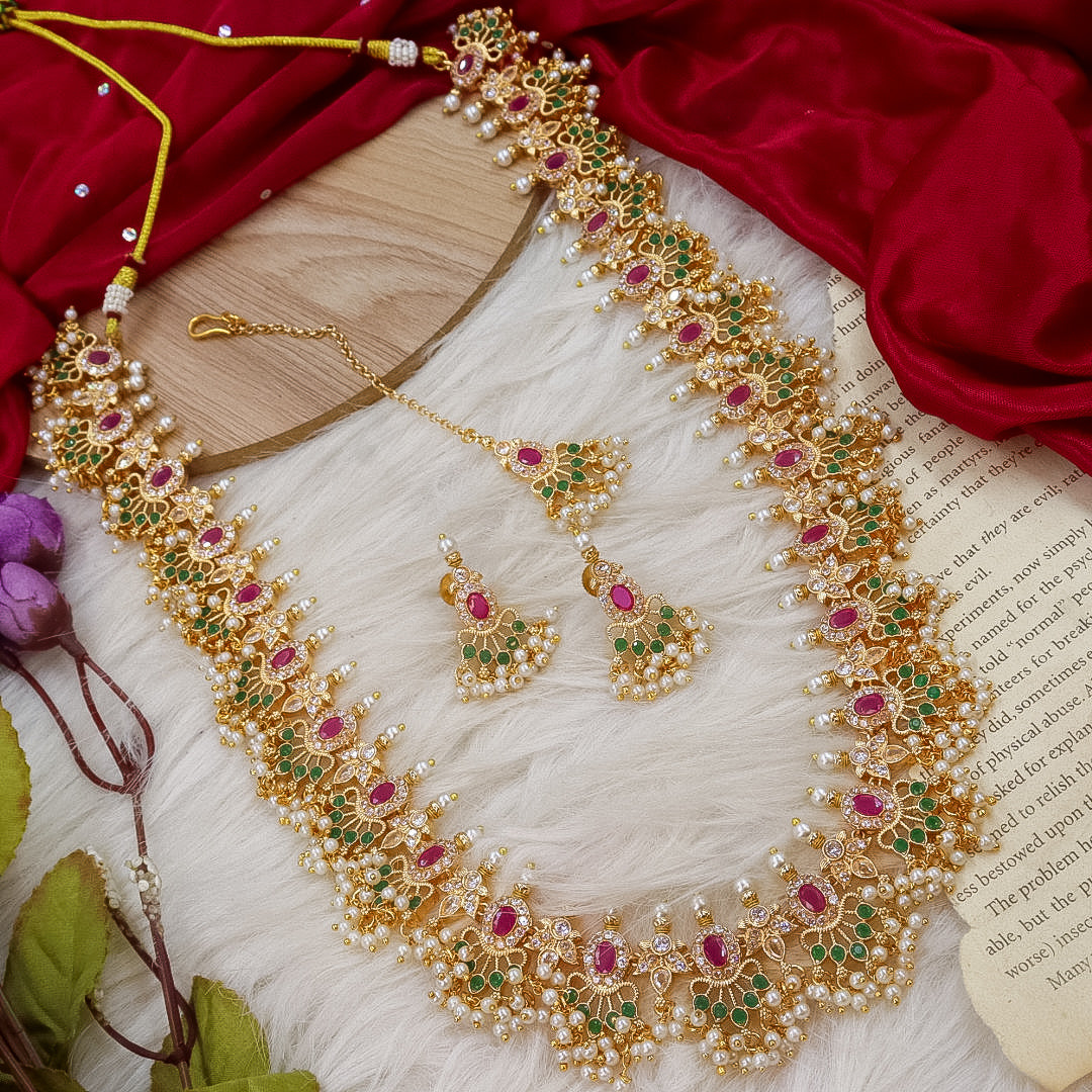 Brown Long Moti Rajwadi Necklace