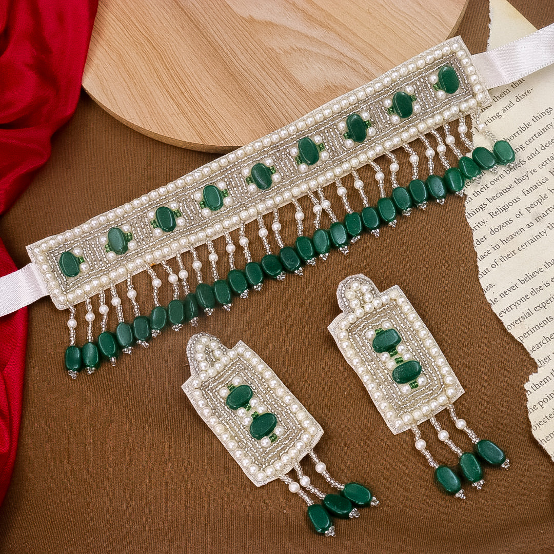 Vanshi Cloth Choker- Green