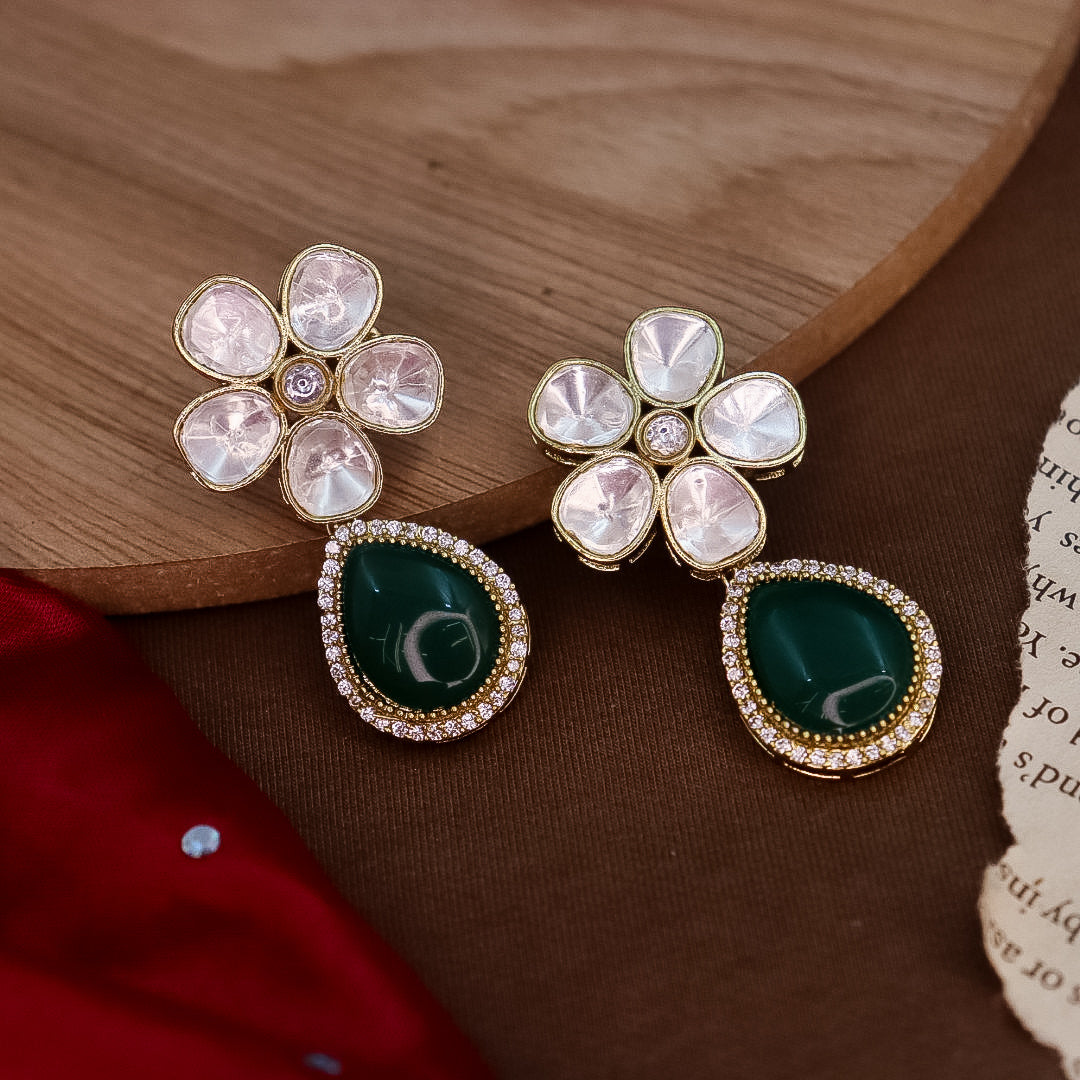 Shreya Moissianite Earrings - Green