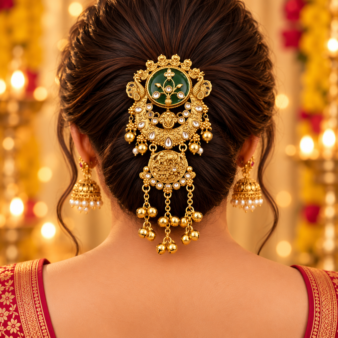 Hema Heritage Hair brooch With Ghungroo Latakan