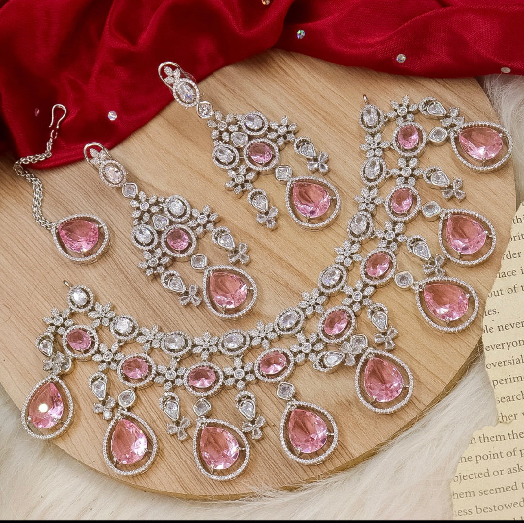 Sunderi AD Set- Blush Pink