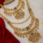 Load image into Gallery viewer, Full Premium Bridal Heritage Necklace With Long and Short + Earrings +Sheeshpati+ Hathpanja + Nath+ Bajuband
