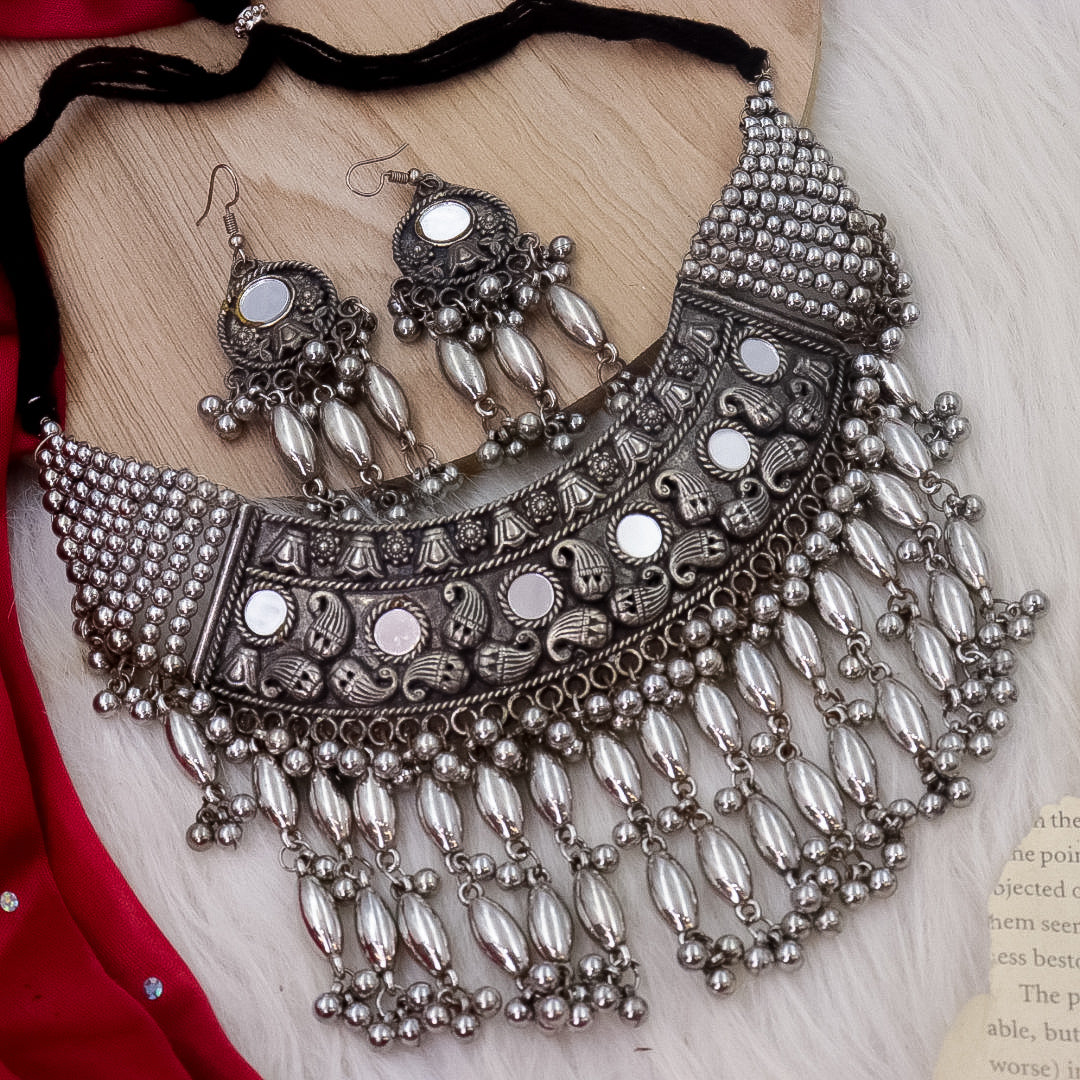 Statemnt Oxidise Choker With Mirror Latakan choker