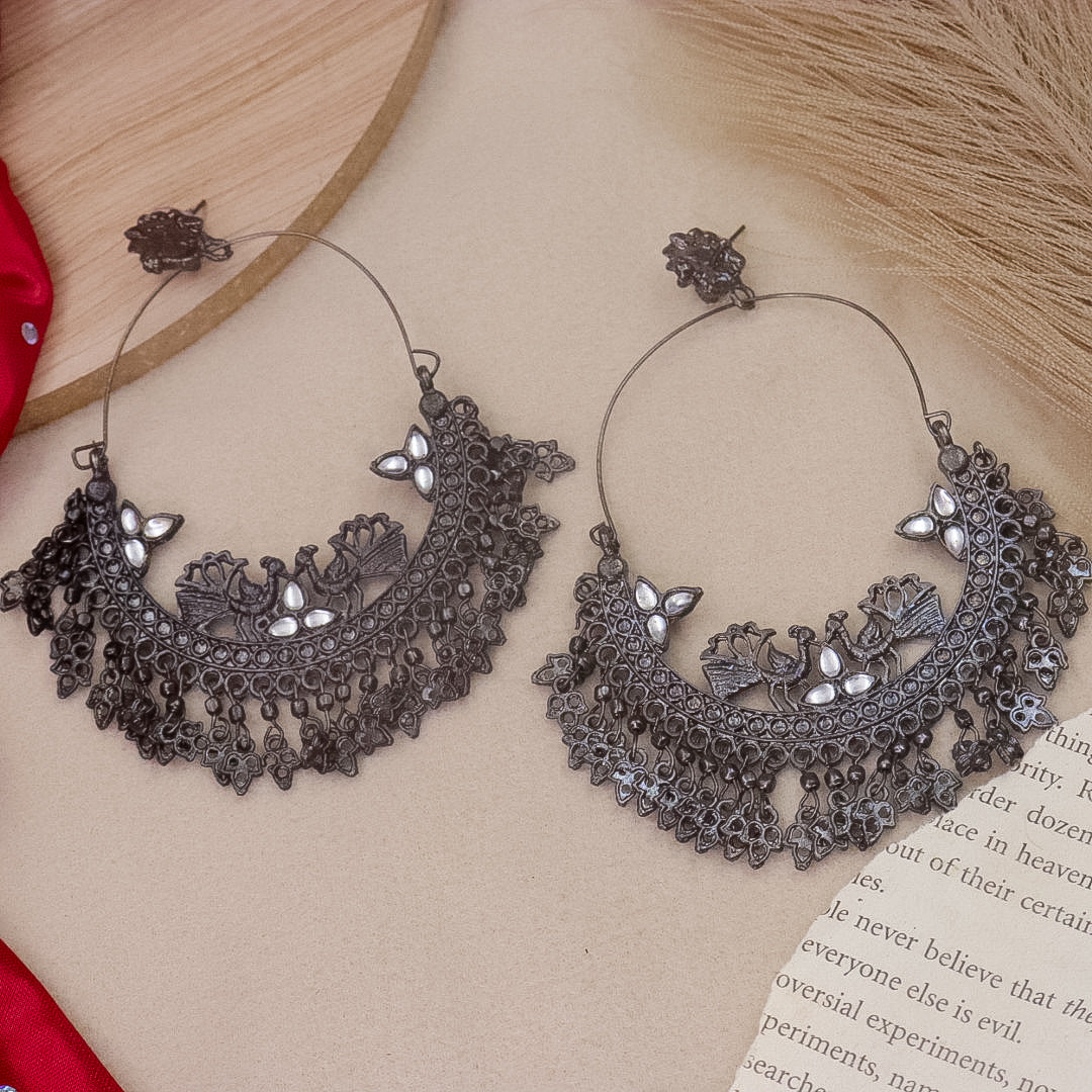 Anushka Oxidised Chandbali - White