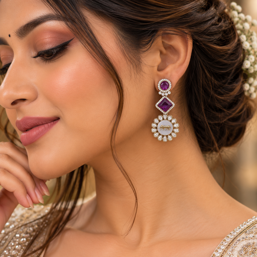 Johnna Sabya Designer Earrings - Purple