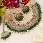 Load image into Gallery viewer, Chetali Reverse AD Statement Choker With Mangtika-Green