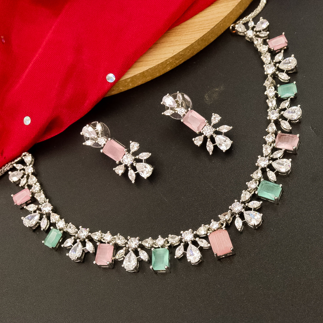 Seema AD Choker - Pink Mint