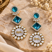 Johnna Sabya Designer Earrings - Teal Blue