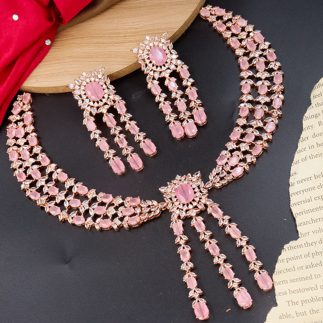 Nusaa Statement AD Choker -Baby Pink