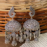 Load image into Gallery viewer, German Silver Peacock Jhumka
