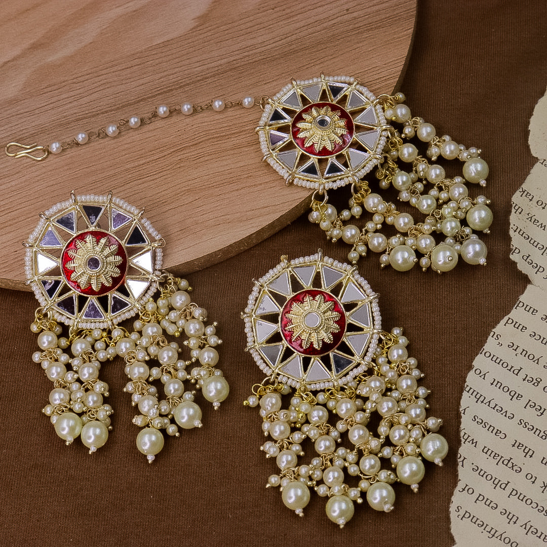 Latkan Mirror Earrings With Teeka