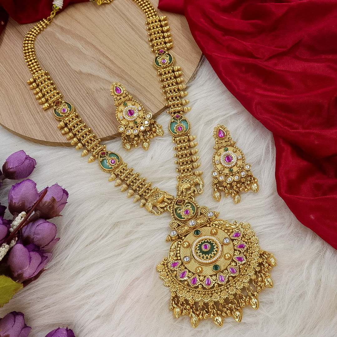 Sachia Rajkot Style Long Rajwadi Chandanhaar Set