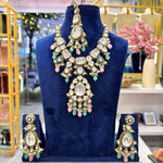 Load image into Gallery viewer, Praveena Kundan Polki Necklace With Teeka &amp; Earring
