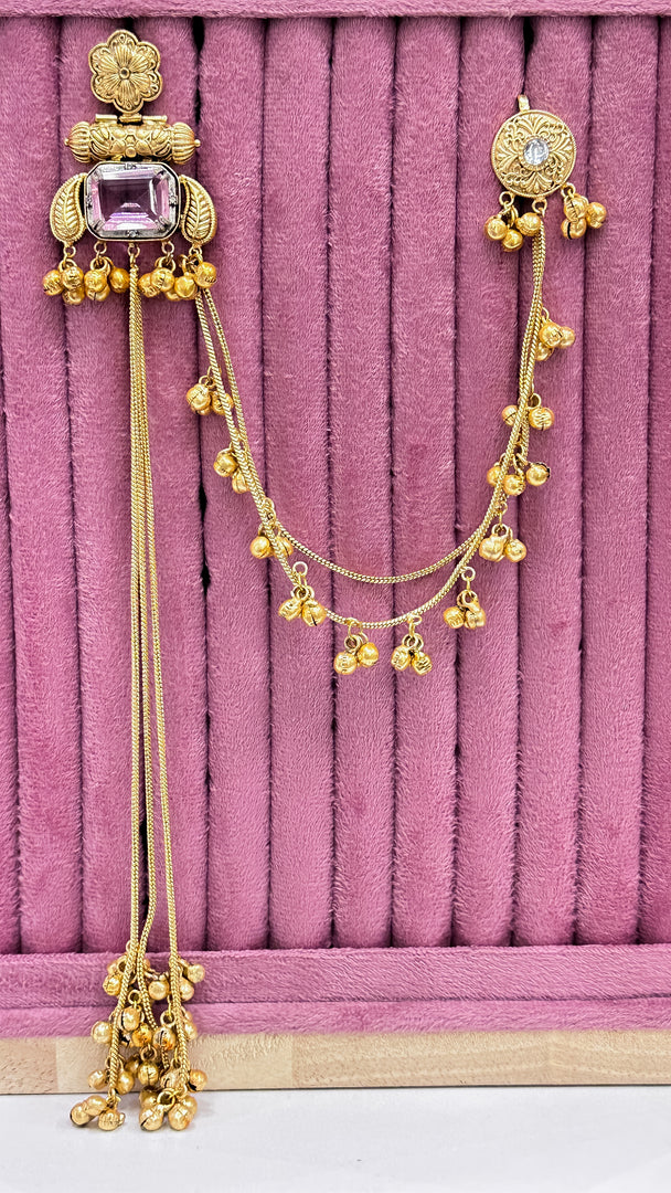 Diksha Brass Earrings With Latkan & Kaanchain