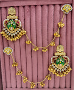 Load image into Gallery viewer, Ferni  Kashmiri Earrings With Brass Kanchain
