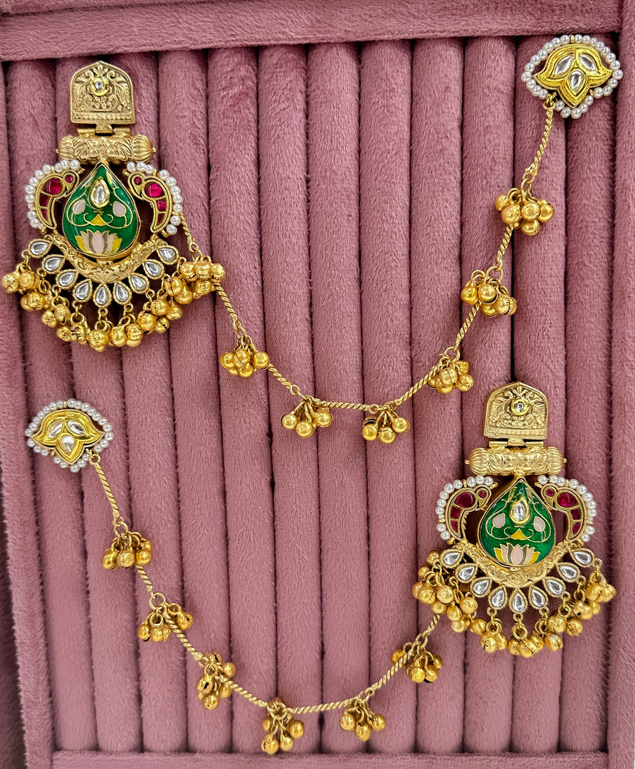 Ferni  Kashmiri Earrings With Brass Kanchain