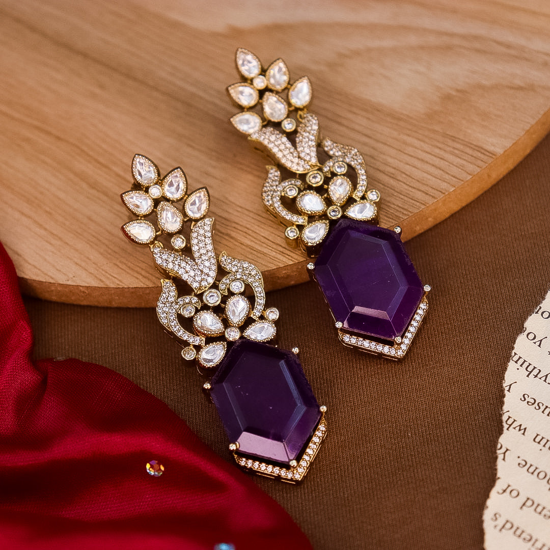 Radhika Moissianite Earrings - Purple