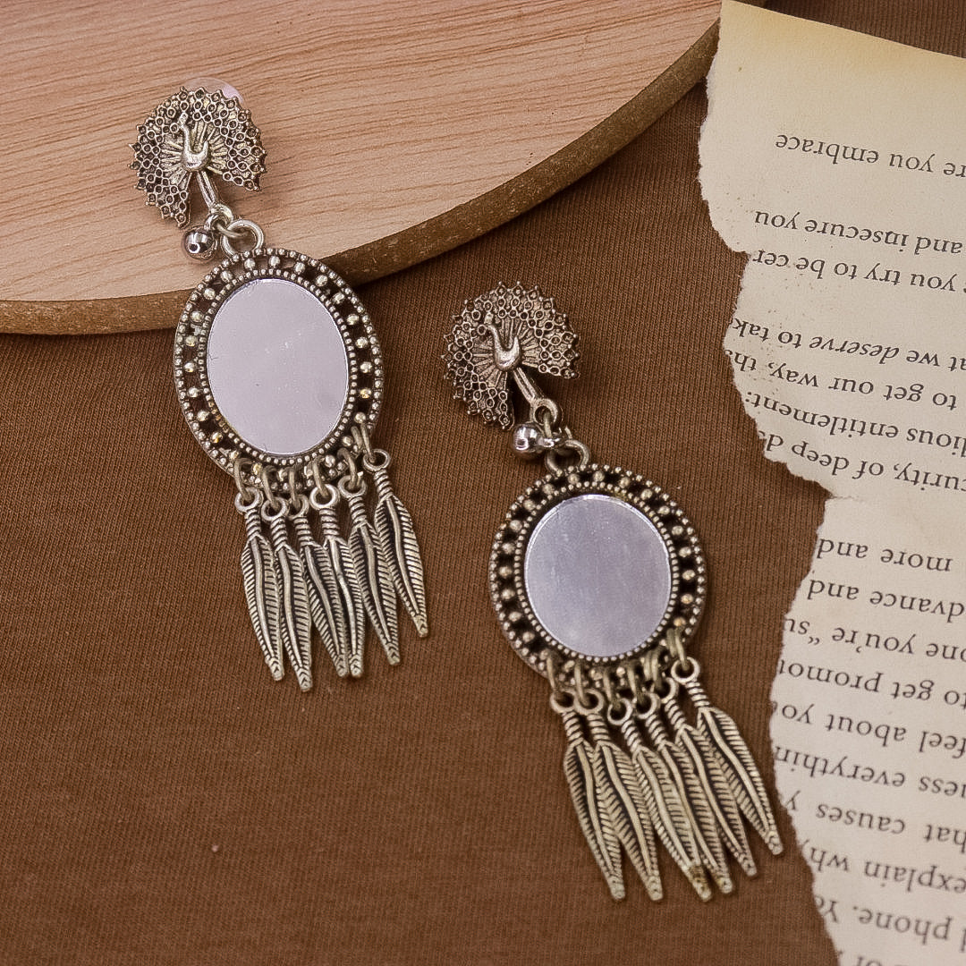 Oxidised Earrings With Latkan