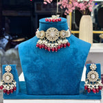 Load image into Gallery viewer, Rena Polki Choker With Earrings And Mangtika - Ruby