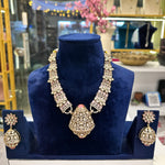 Load image into Gallery viewer, Designer Moissianite Necklace With Earrings - Baby Pink

