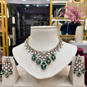 Madhura Moissianite Necklace with Duplet Stones - Green
