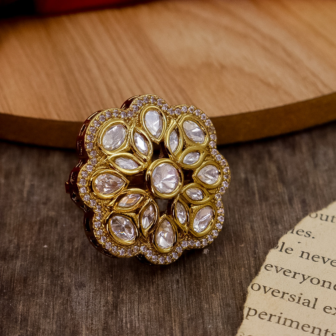 Flower Moissanite Ring- Adjustable