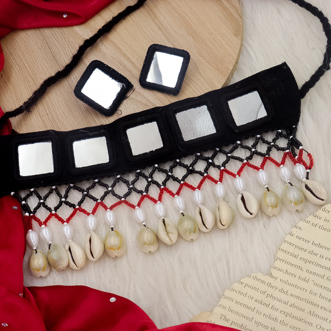 Black Handmade Mirror  Choker
