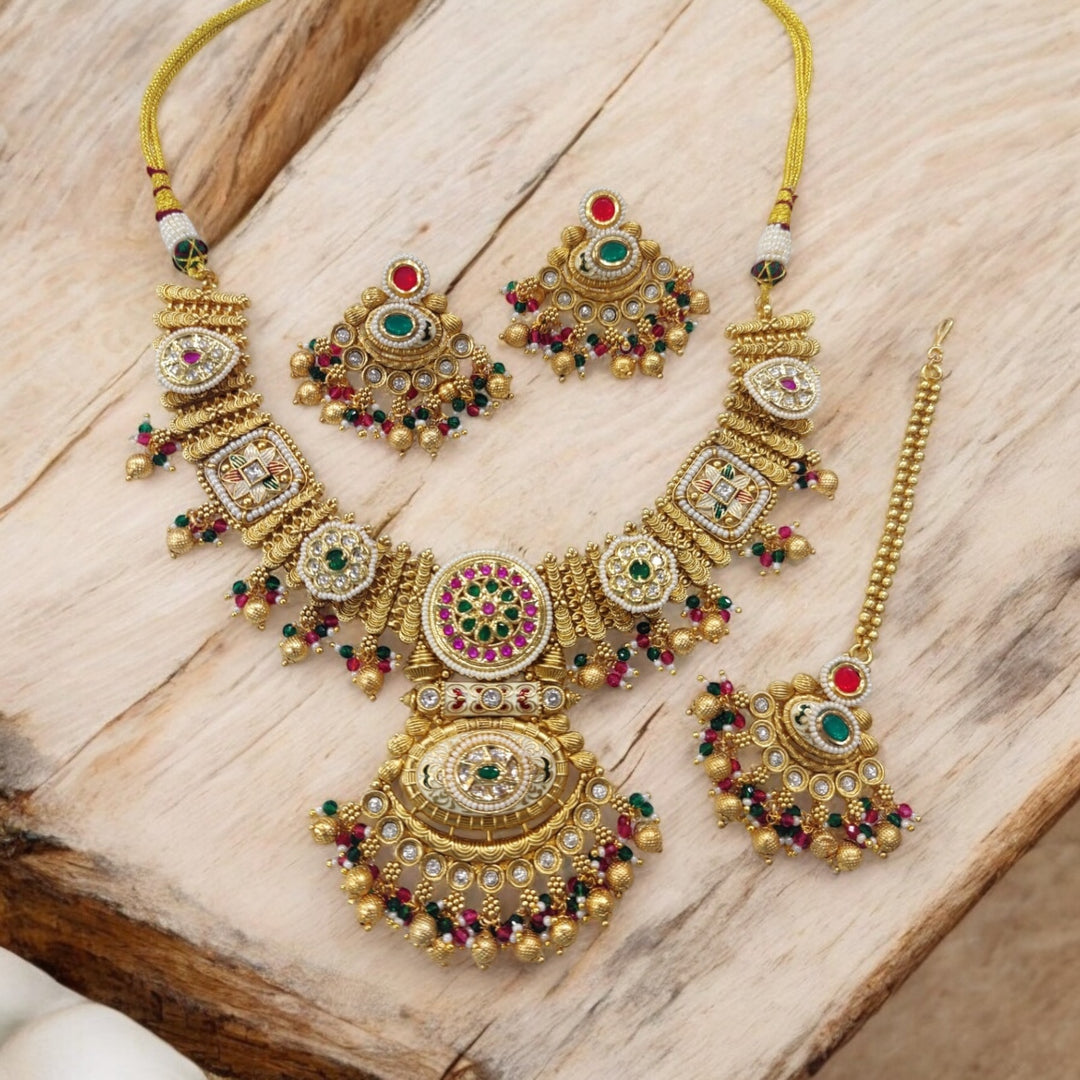 Khush Ali Brass Choker Set With Mangtika