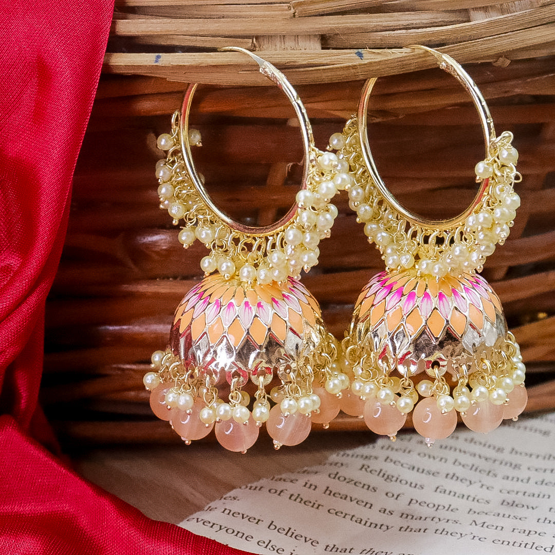 Jimmy Meenakari Hoop Jhumka