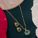 Load image into Gallery viewer, Emerald Moissante Pendent With Earrings