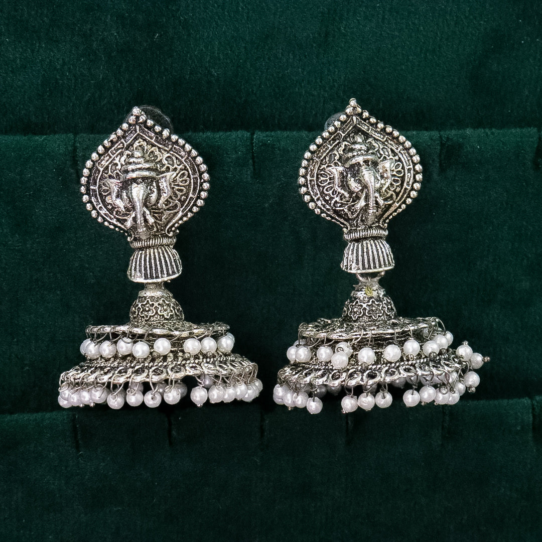 German Silver Ganesh Jhumka