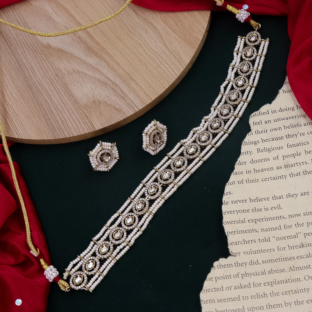 Sleek Moissante Choker With Studs