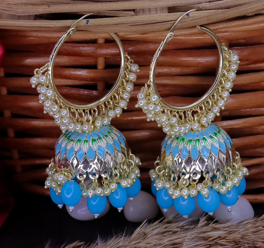 Jimmy Meenakari Hoop Jhumka