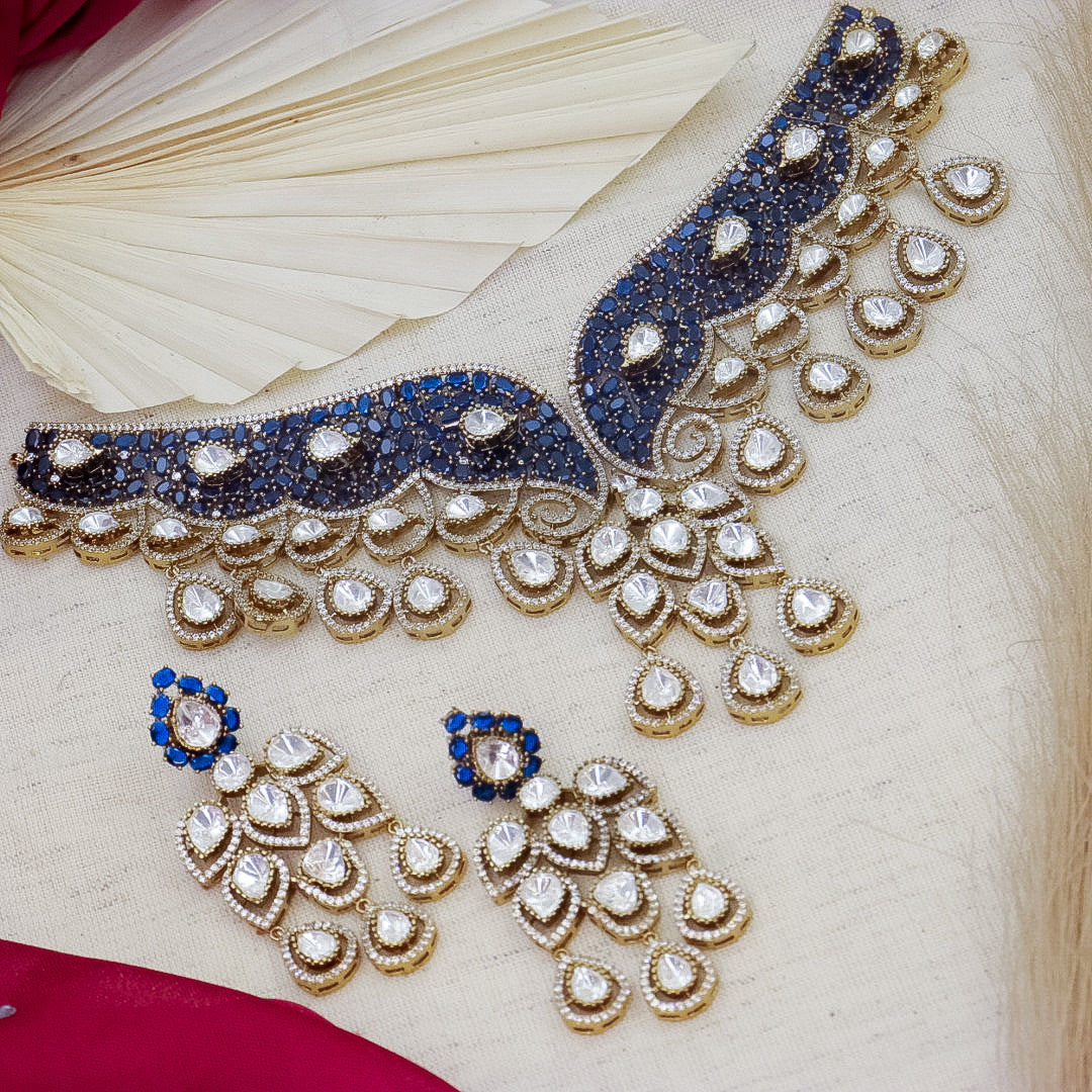 Celebrity Inspired Moissianite Necklace - Royal Blue
