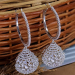 Load image into Gallery viewer, Karni AD Hoop Jhumka- Silver
