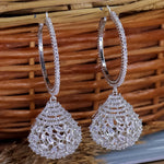 Load image into Gallery viewer, Karni AD Hoop Jhumka- Silver
